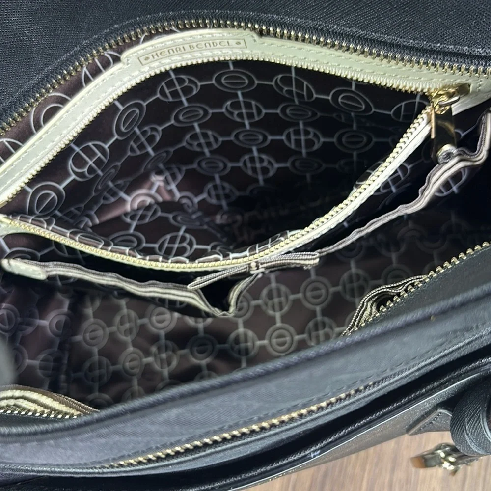 Henri Bendel Black Diaper Bag Tote w Changing Mat Large Travel Baby Bag